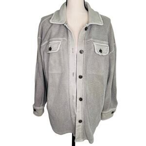 Free People Ruby Shacket Fleece Womens Gray Oversized Long Button Boho Jacket XS